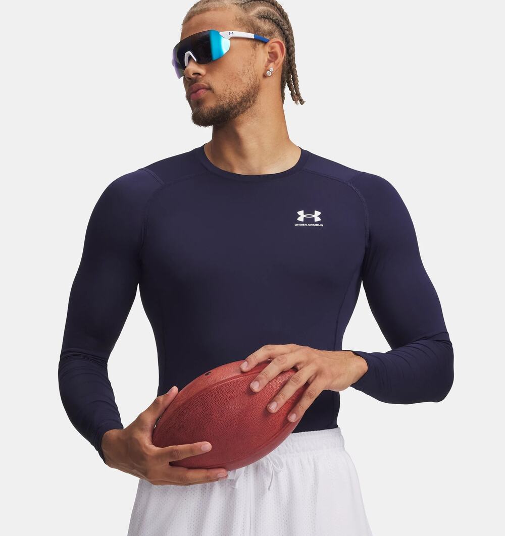 NWT Under Armour HeatGear Men's Compression Long Sleeve in Midnight Navy sz L